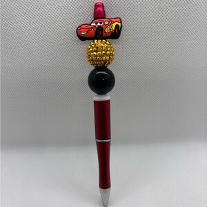 Handmade focal bead pen - Character theme Lightning McQueen Cars Disney